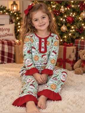 Rylee Faith Girls Size 6 Christmas Santa Ruffle Pajama Set NWT